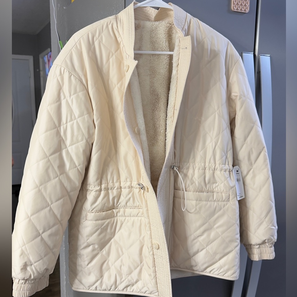 Express Cream Quilted Puffer Jacket